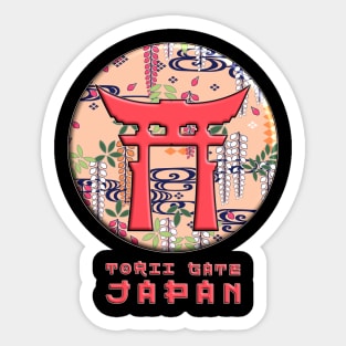 Torii Gates Japanese Sacred Shinto Shrine Japan Floral Pattern Chrysanthemum Cherry Blossom 59 Sticker